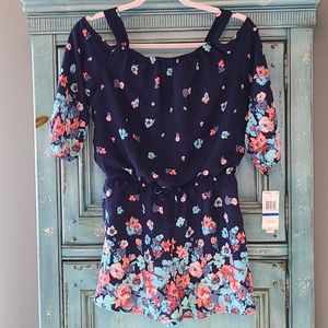 NWT Girls floral romper BLUE/PINK SIZE XL